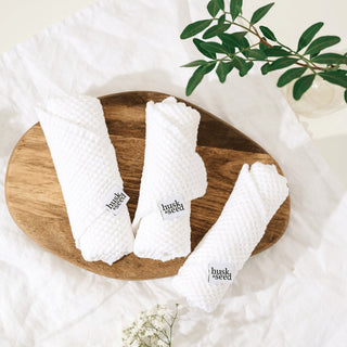 Handmade Linen Waffle Face Cloth Trio - Husk & Seed