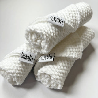 NEW Linen Waffle Face Cloth Trio - Husk & Seed