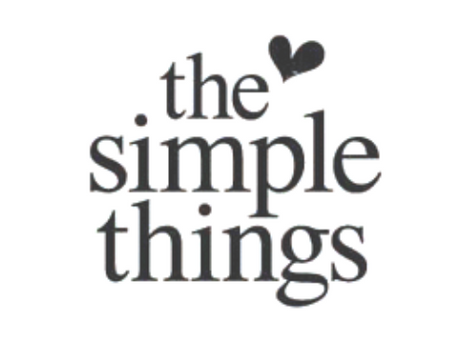 minimalist black text logo reading the simple things with a small heart above calm your skin unwind your mind