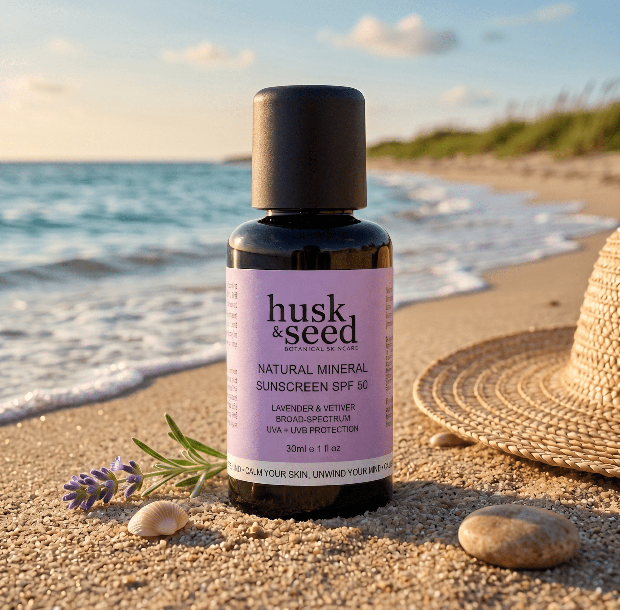 Natural Mineral Sunscreen SPF 50 (Lavender) - Husk & Seed