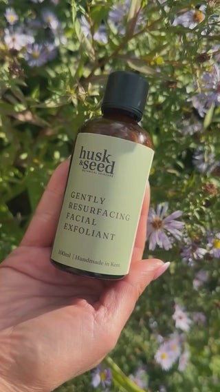 Gently Resurfacing Facial Exfoliant being poured and massaged into skin