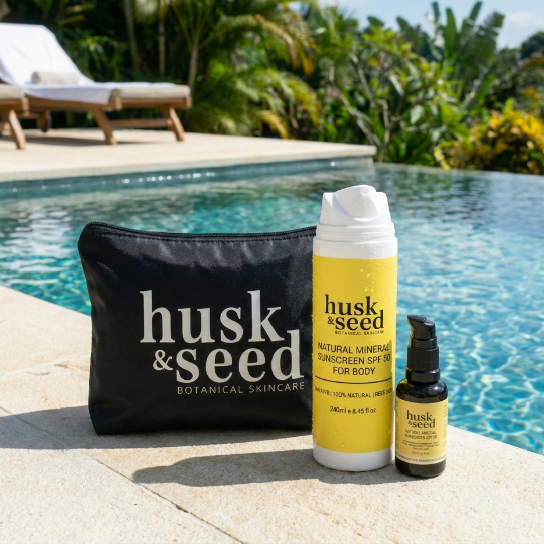 Sunscreen Face & Body + The Botanical Sun Pouch - Husk & Seed
