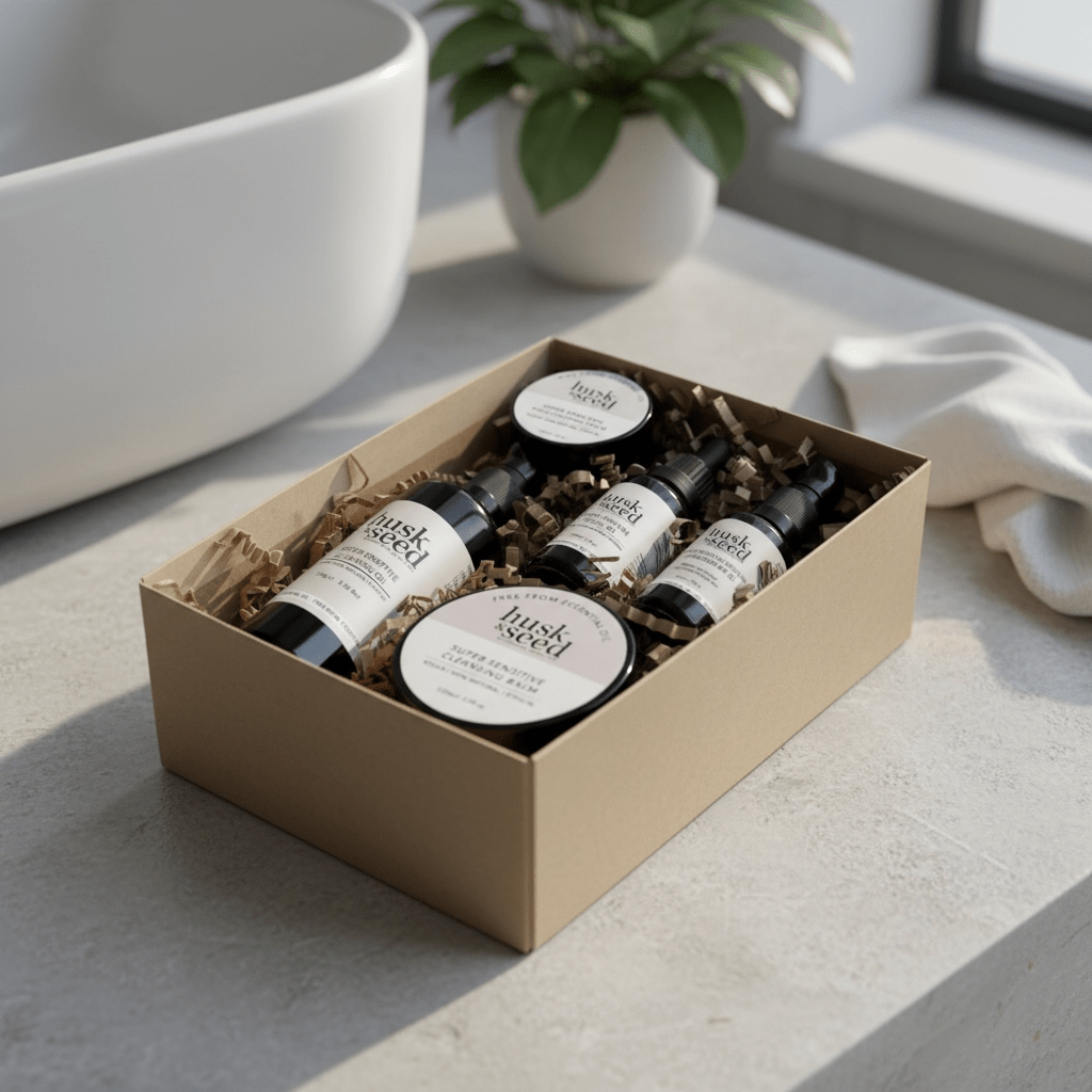 Super Sensitive Facial In A Box (18% Saving Plus FREE GIFT Worth £34) - Husk & Seed