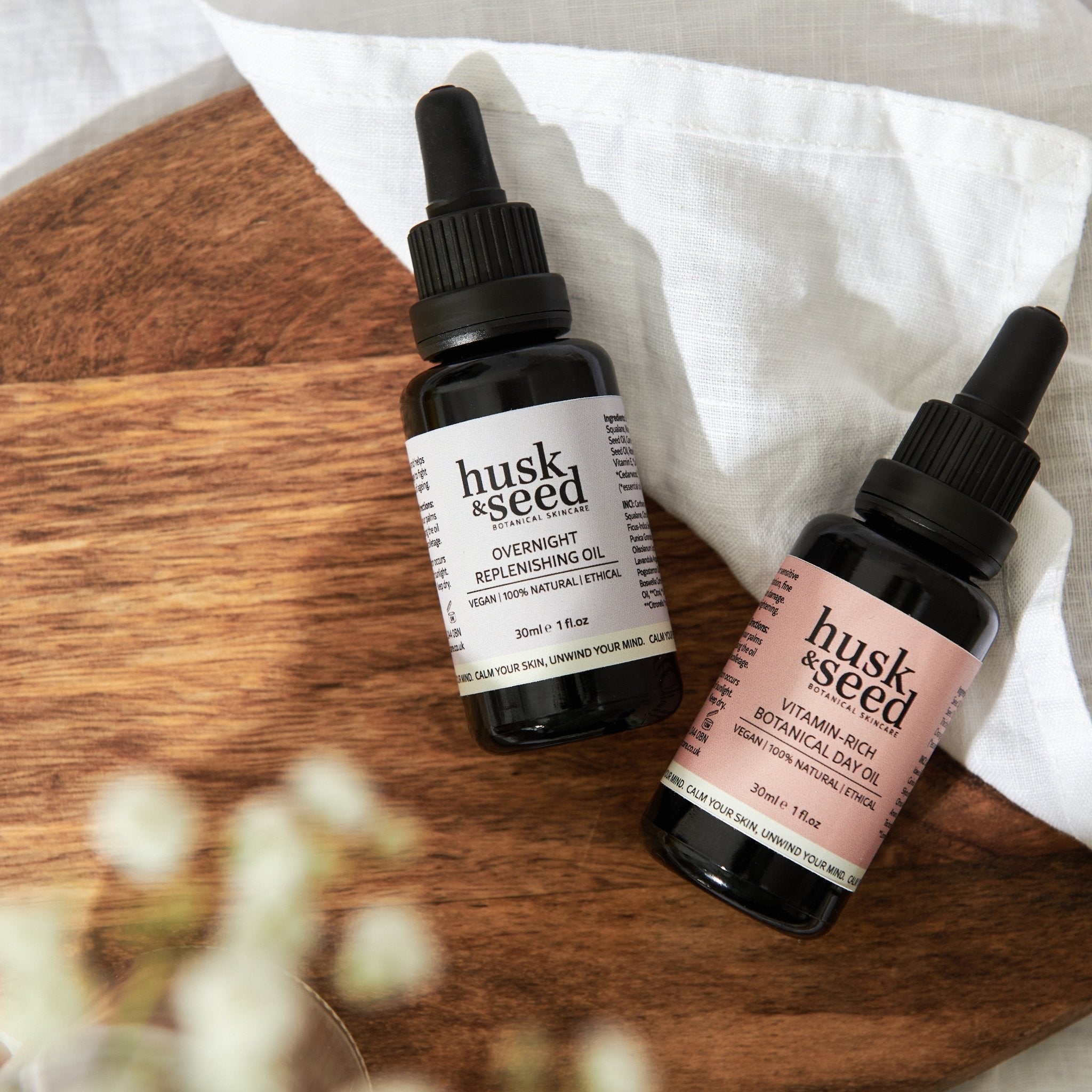 Day & Night Facial Oil Duo (Save £10) - Husk & Seed